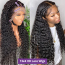 Human hair 13x4 Deep Wave Frontal Wig 180%