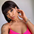 Glueless Short Human Hair Wigs With Bangs