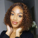 Short Ombre Curly 13x5x1 T Part Bob Lace Closure Human Hair Wigs