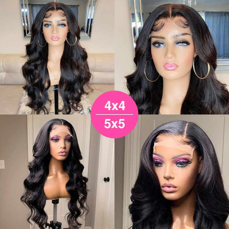 Body Wave 4x4 HD Lace Frontal Human Hair Wig 180%