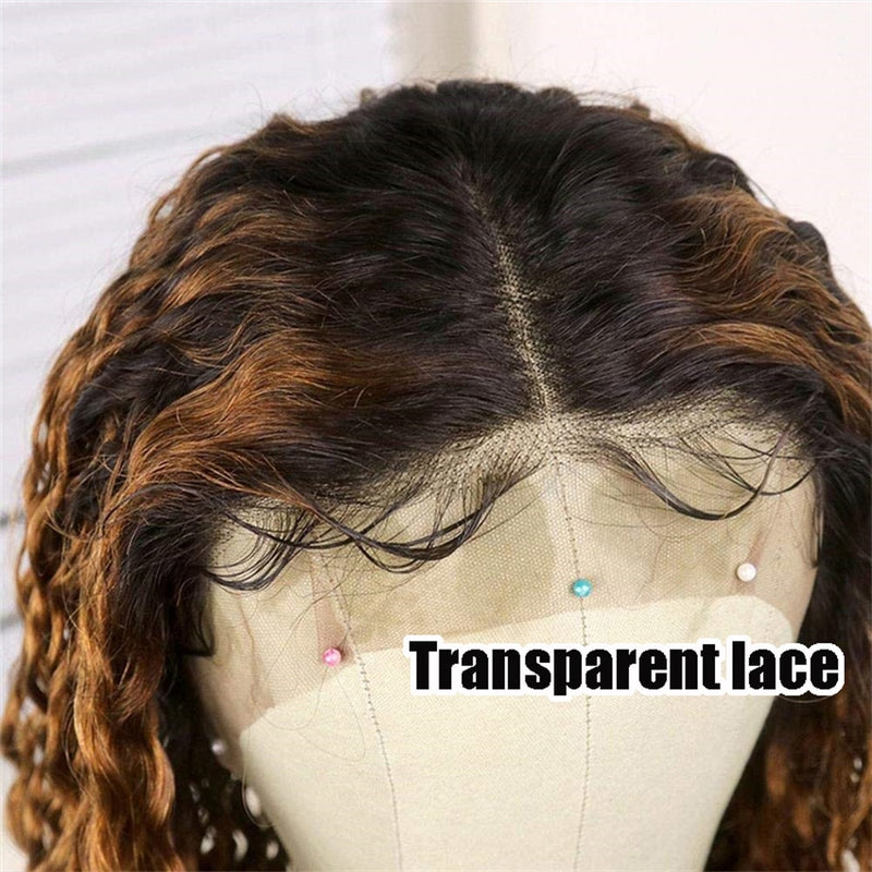 Short Ombre Curly 4x4 Lace Closure Human Hair Wigs
