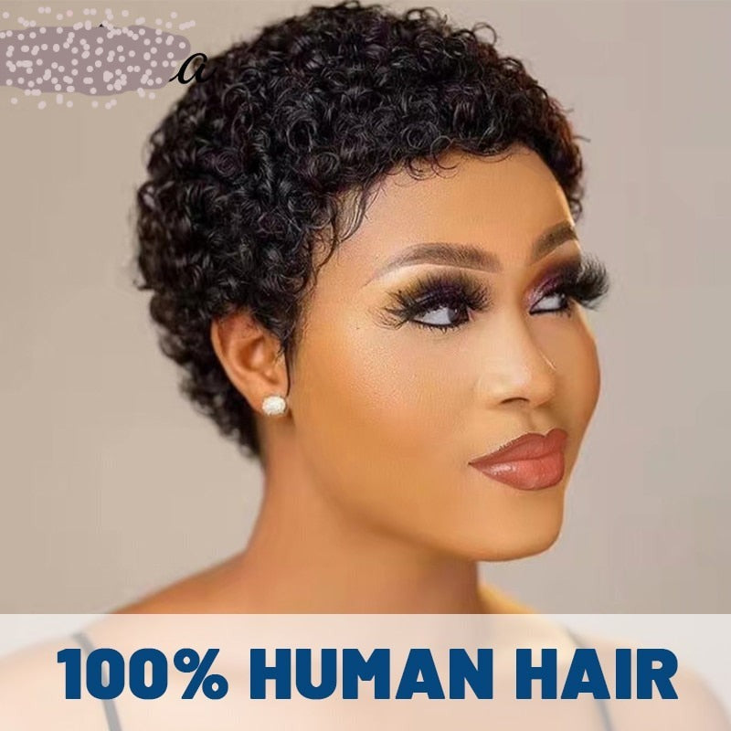 Glueless Brazilian  Hair  Afro Kinky Curly Wig