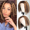 Short Ombre Curly 13x5x1 T Part Bob Lace Closure Human Hair Wigs
